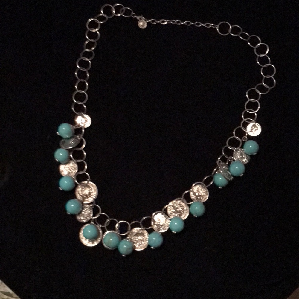 30 inch long necklace with coins and beads